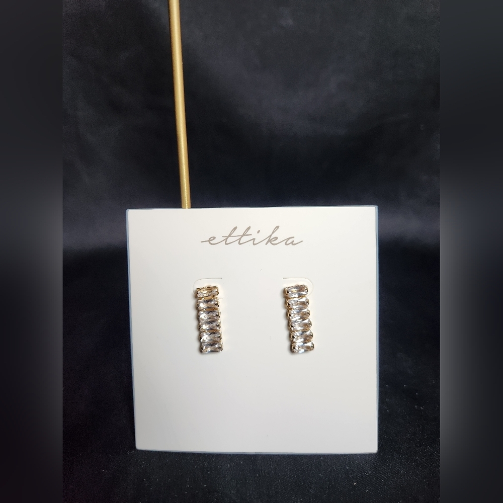 Ettika stacked gold crystal dangle earrings